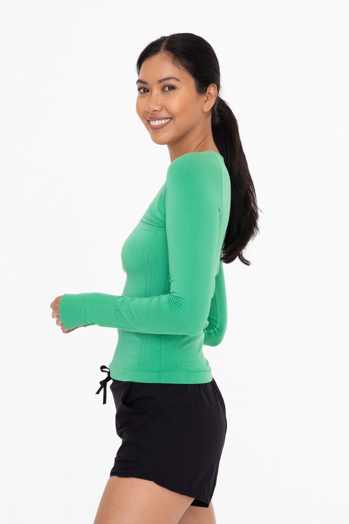 PERFORATED LONG SLEEVE TOP