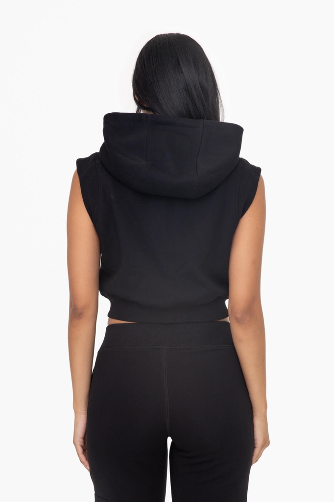 FLEECE CROPPED HOODIE VEST