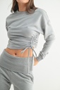 FLEECE SIDE CINCH CREWNECK TOP