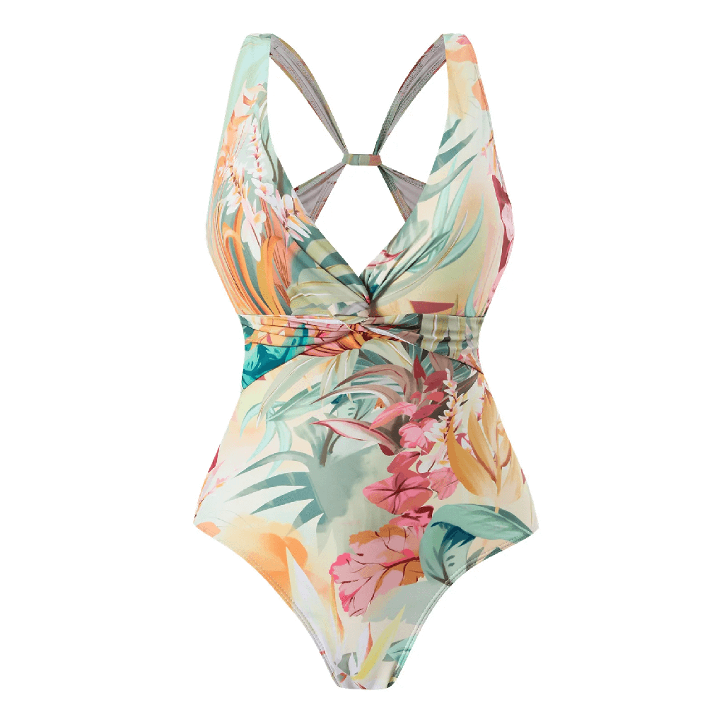 FLORAL PLUNGING SWIMSUIT