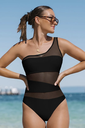 SEXY ONE SHOULDER MESH SWIMSUIT