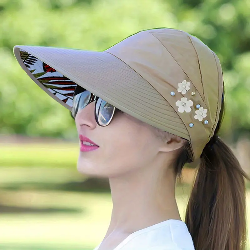 WIDE BRIM EMBELLISHED SUN VISOR