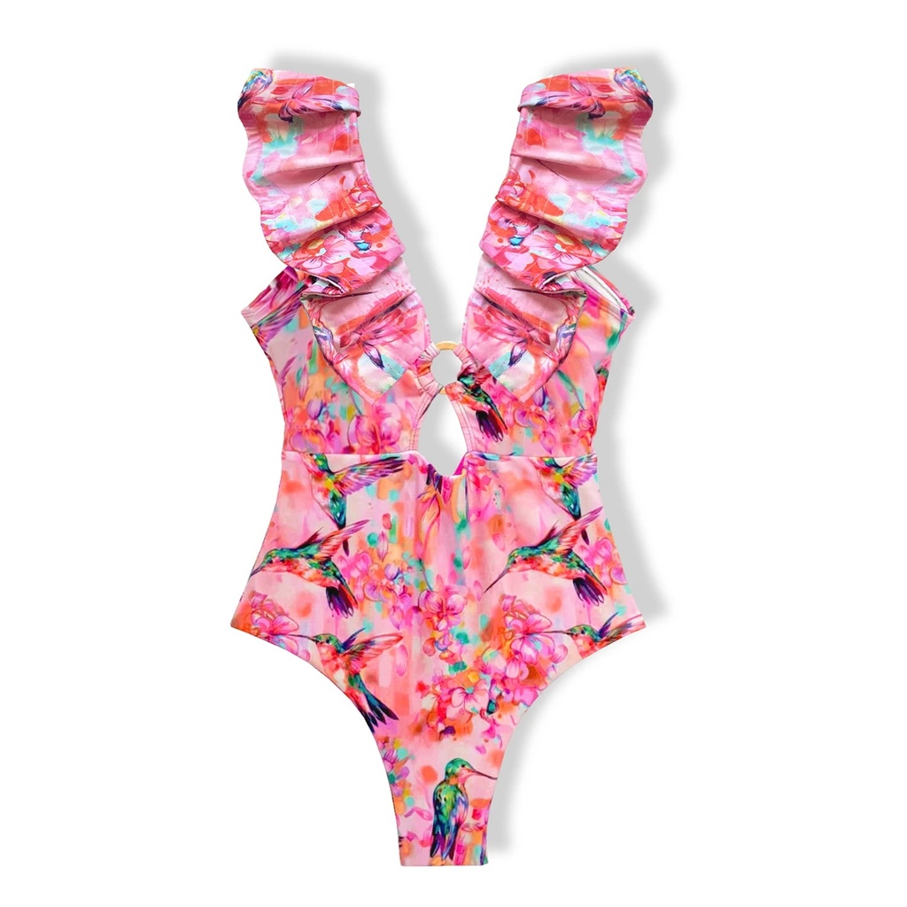 FLORAL RUFFLE SWIMSUIT