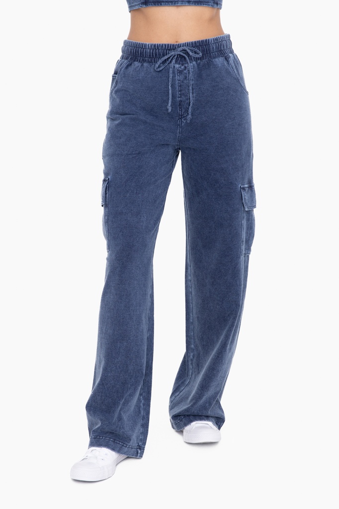 WIDE LEG COTTON CARGO PANTS