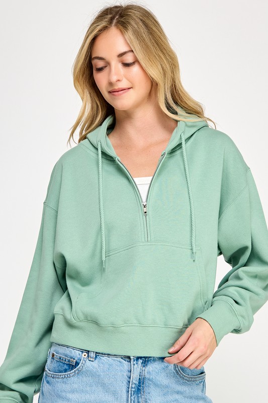 BASIC FLEECE HALF ZIPUP HOODIE