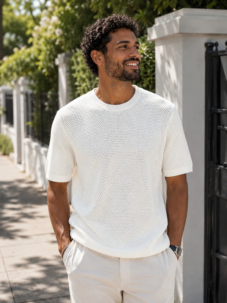 SHORT SLEEVE COTTON SWEATER