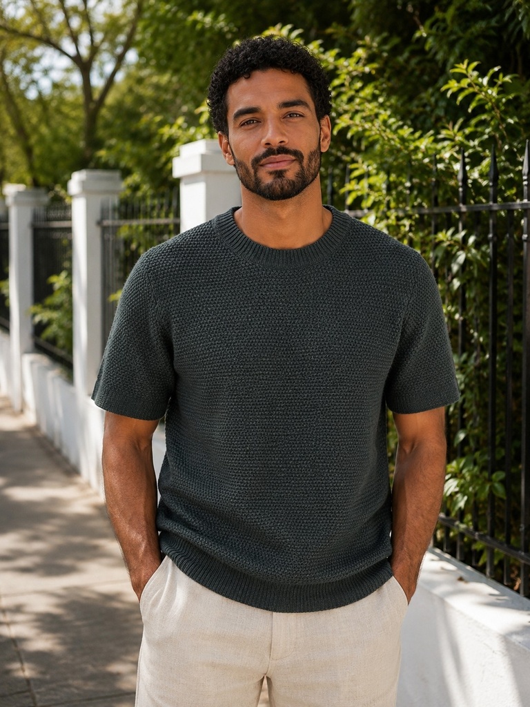 SHORT SLEEVE COTTON SWEATER