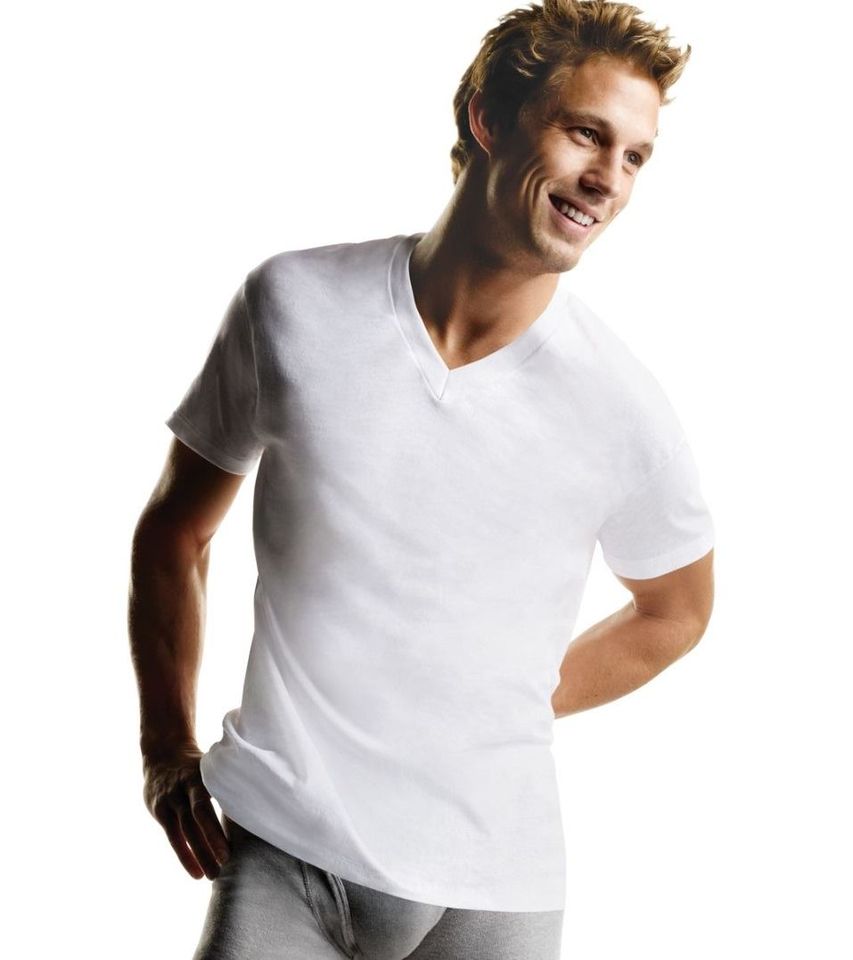 HANES 5PK TAGLESS V-NECK TEES