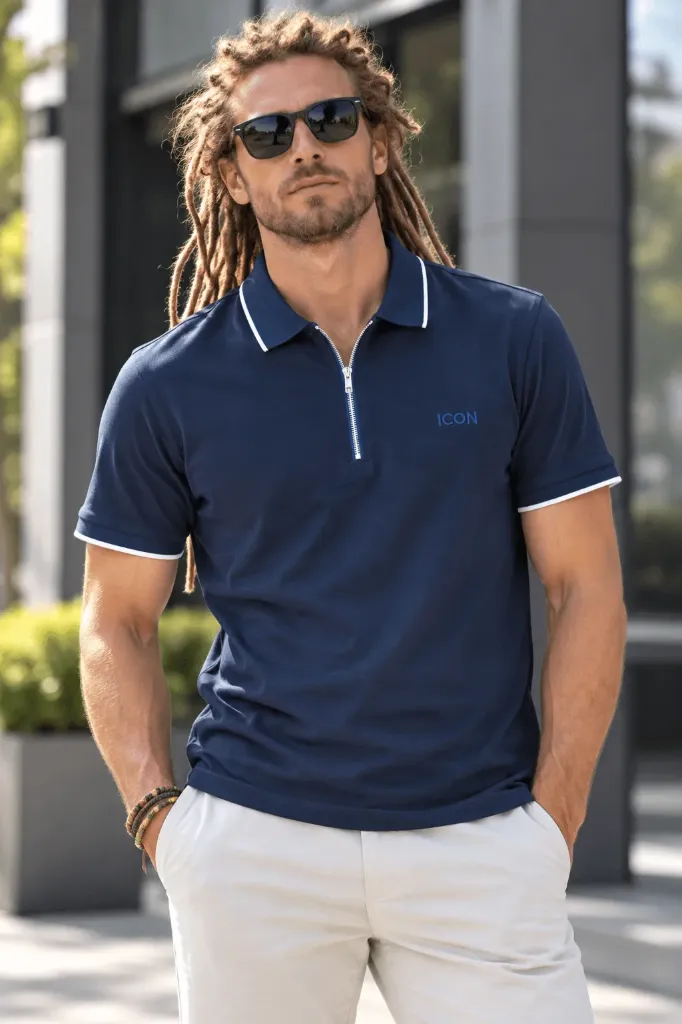 ZIPPED CASUAL SHORT SLEEVE POLO