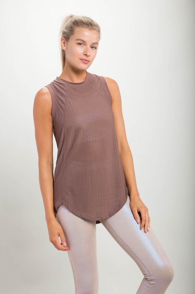 STRIPED TRELLIS MESH TOP