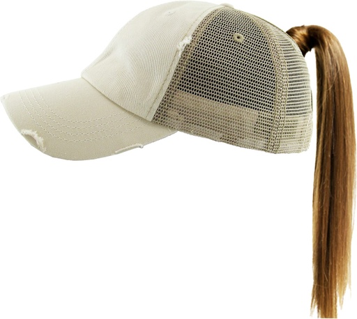 [PONY-002M-KHAK] PONYTAIL MESH BACK CAP