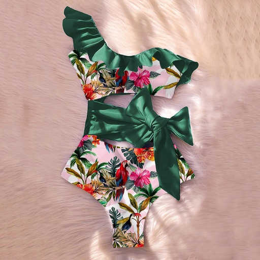 ONE SHOULDER RUFFLE SWIMSUIT