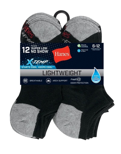 [LTAC10-Blk] MEN'S 12PK NO SHOW SOCKS