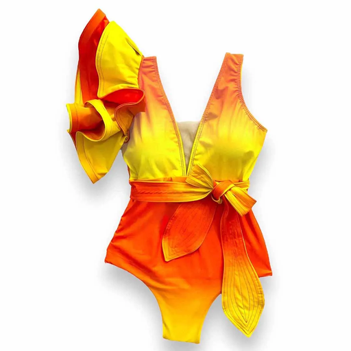 ONE SHOULDER RUFFLE SWIMSUIT