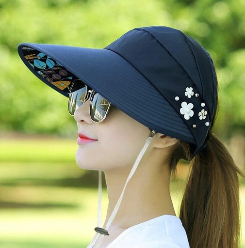 [TM-001Blk] WIDE BRIM EMBELLISHED SUN VISOR