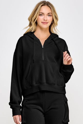 BASIC FLEECE HALF ZIPUP HOODIE