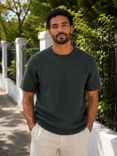 SHORT SLEEVE COTTON SWEATER