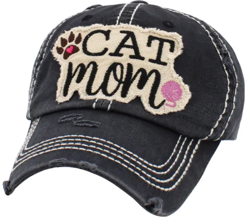[KBV-1260-blk] CAT MOM VINTAGE CAP